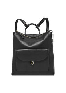 Fossil Women's Parker Leather Convertible  Backpack Purse Handbag Black w/ Outer Pocket (Model: ZB1836001)