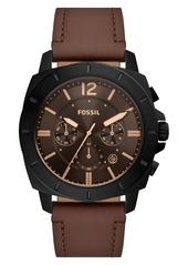 Fossil Privateer Chronograph Quartz Leather Strap Watch