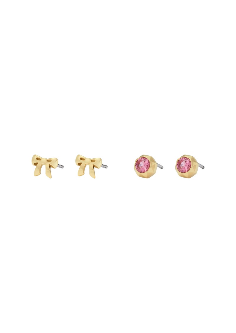 Fossil Women's Barbie Special Edition Gold-Tone Stainless Steel Earrings Set