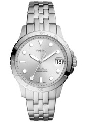 Fossil Women's Blue Diver Silver-Tone Stainless Steel Bracelet Watch 36mm
