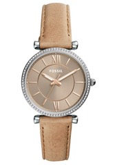 Fossil Women's Carlie Sand Leather Strap Watch 35mm