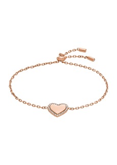 Fossil Women's Elliott Rose Gold-Tone Stainless Steel Heart Chain Bracelet