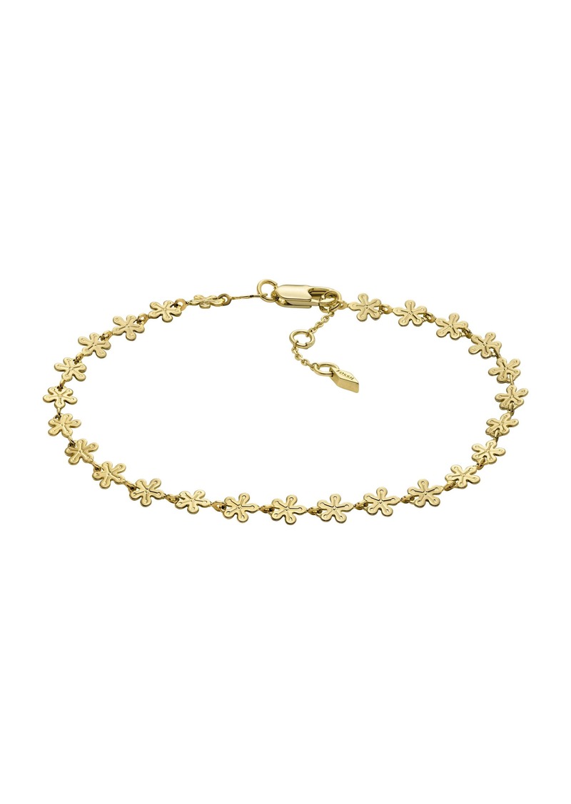 Fossil Women's Garden Party Gold-Tone Brass Station Anklet