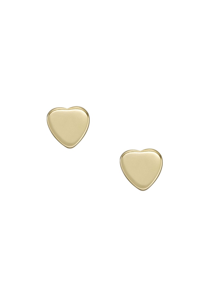 Fossil Women's Hearts Gold-Tone Stainless Steel Stud Earrings
