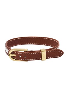 Fossil Women's Heritage D-Link Brown and White Leather Strap Bracelet