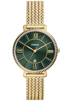 Fossil Women's Jacqueline Three-Hand Date Gold-Tone Stainless Steel Bracelet Watch, 36mm
