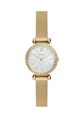 Fossil Women's Tillie Mini Three-Hand, Gold-Tone Stainless Steel Mesh Watch
