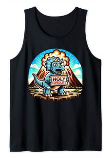 Fossil Holy Coprolite Triceratops Erupting Volcano Dinosaurs Tank Top