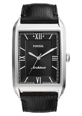 Men's Fossil Arc-01 Rectangular Leather Strap Watch