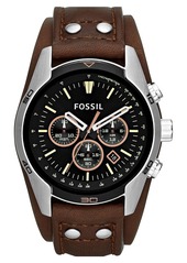 Fossil 'Sport' Chronograph Leather Cuff Watch