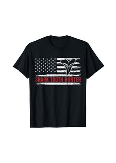 Patriotic Shark Fossil Tooth Hunter Men Women T-Shirt