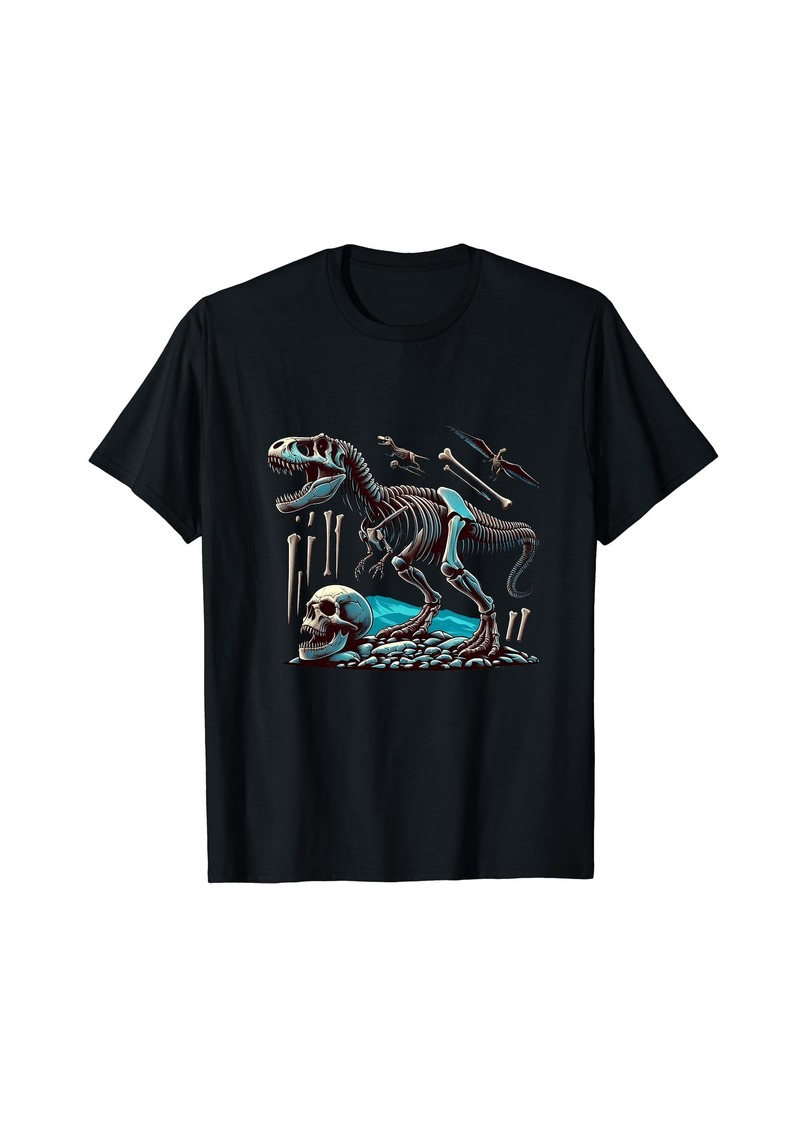 T Rex Fossil Skeleton Dinosaur Archeology Paleontologist T-Shirt