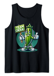 Fossil Team Okra Okra Mascot Funny Vegetable Southern Cooking Tank Top