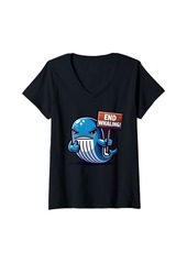 Fossil Womens End Whaling Whale Conservation Save the Whales V-Neck T-Shirt