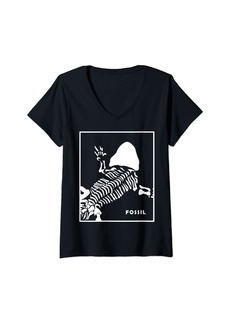 Womens Fossil/Skeleton V-Neck T-Shirt