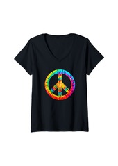 Fossil Womens Vintage Simple Tie dye Peace Sign V-Neck T-Shirt