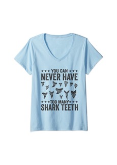Fossil Womens You Can Never Have Too Many Shark Teeth V-Neck T-Shirt