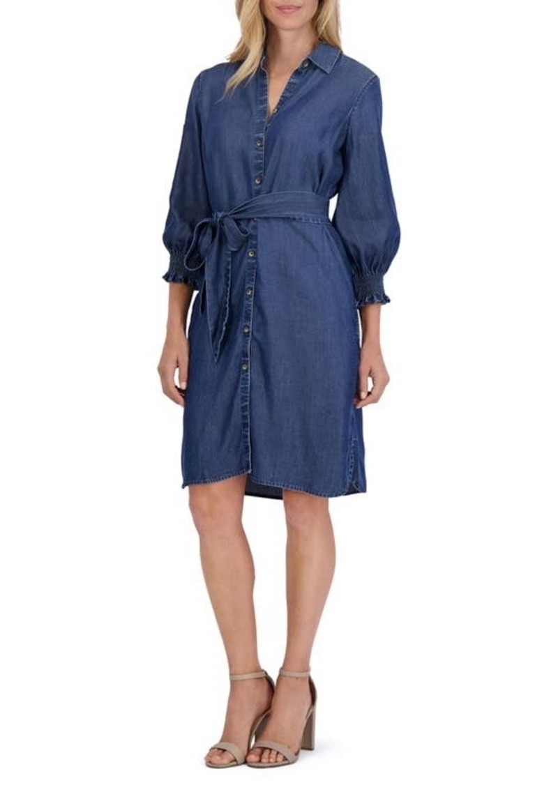 Foxcroft Abby Belted Long Sleeve Shirtdress