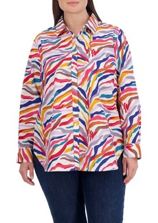 Foxcroft Abstract Print Cotton Button-Up Shirt