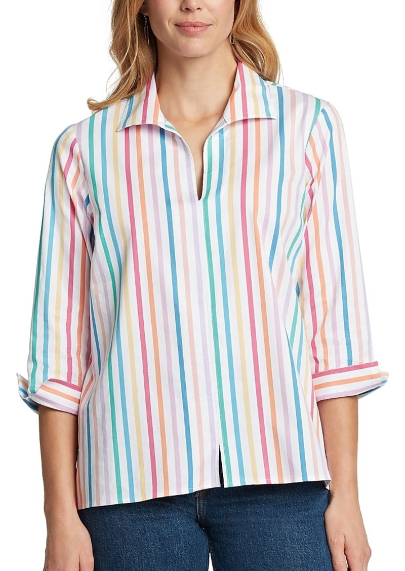 Foxcroft Agnes Rainbow Stripe Shirt