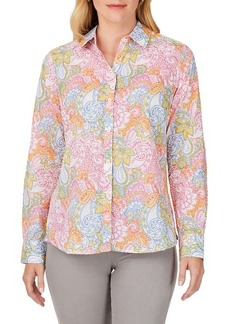 Foxcroft Ava Batik Floral Cotton Button-Up Shirt
