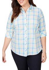 Foxcroft Ava Spring Gingham Wrinkle-Free Shirt (Plus Size)