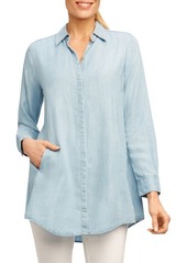Foxcroft Cici Tencel® Tunic Shirt in Bluewash at Nordstrom
