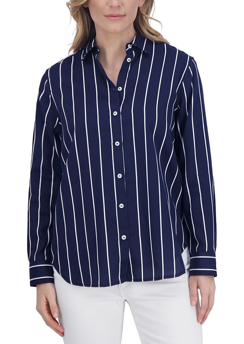Foxcroft Cotton Striped Boyfriend Shirt