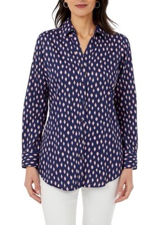 Foxcroft Faith Ikat Dot Button-Up Shirt
