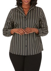 Foxcroft Gracey Festive Stripe Shirt (Plus Size)