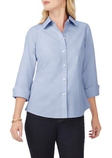 Foxcroft Gwen Three-Quarter Sleeve Cotton Button-Up Shirt