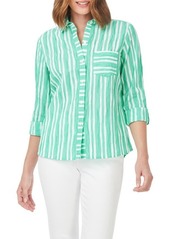 Foxcroft Hampton Stripe Non-Iron Cotton Button-Up Shirt