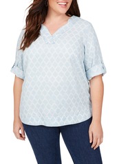 Foxcroft Harmony in Distressed Quatrefoils Shirt (Plus Size)