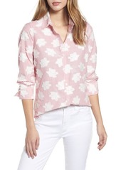 Foxcroft Havana Clip Floral Stripe Button-Up Shirt in Desert Rose at Nordstrom