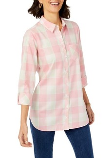 Foxcroft Haven Plaid Button-Up Shirt in Rose Blossom at Nordstrom