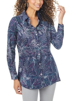 Foxcroft Isadora Swirling Leaves Non-Iron Cotton Tunic in Multi at Nordstrom