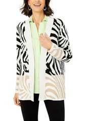 Foxcroft Joell Reversible Animal Print Open Front Cotton Cardigan in Multi at Nordstrom