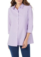 Foxcroft Journey Gingham Textured Shirt in Blue Freesia at Nordstrom