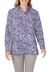 Foxcroft Journey Zebra Print Button-Up Shirt