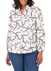 Foxcroft Lauren Belts & Tassels Button Front Shirt (Plus Size)