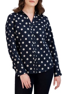 Foxcroft Mary Dot Print Cotton Button-Up Shirt