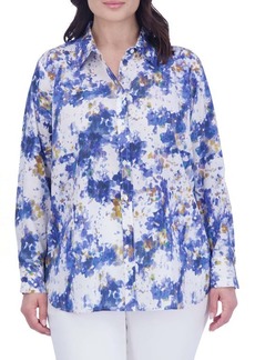 Foxcroft Meghan Abstract Floral Cotton Button-Up Shirt