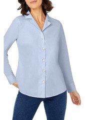 Foxcroft Non-Iron Notched Collar Button-Up Shirt in Blue Wave at Nordstrom