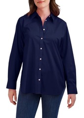Foxcroft Oversize Cotton Blend Button-Up Shirt