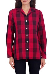 Foxcroft Pandora Buffalo Plaid Cotton Blend Button-Up Shirt