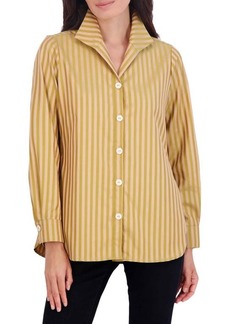 Foxcroft Pandora Stripe Cotton Blend Button-Up Shirt
