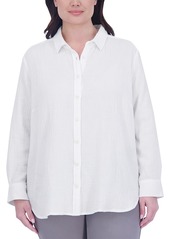 Foxcroft Plus Cotton Boyfriend Shirt