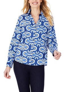 Foxcroft Retro Arc Mary EZ Care Knit Button-Up Shirt in Multi at Nordstrom
