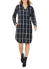 Foxcroft Sloane Windowpane Long Sleeve Popover Shirtdress