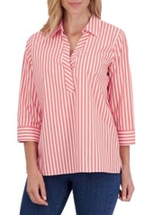 Foxcroft Sophia Stripe Three-Quarter Sleeve Stretch Tunic